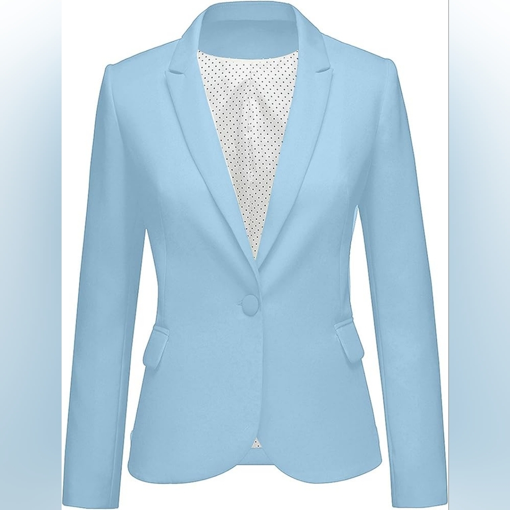 🆕️LOOKBOOK  Airy Blue Notched Lapel Button Women's Blazer